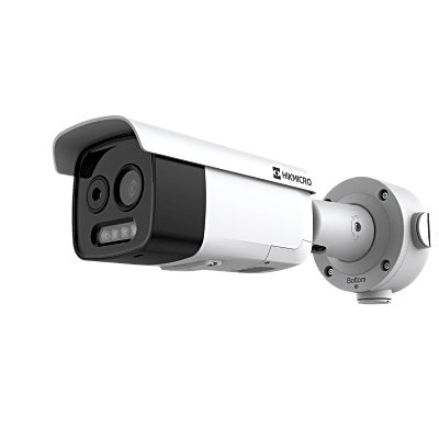 (HIKMICRO) Cámara Bala IP Bi-Espectral  / Térmica (256 X 192 / 3.6 mm) + Óptica (5 MP / 4.3 mm) / GUANLAN AI / Detección Térmica de Incendios y Humos / Medición de Temperatura -20°
