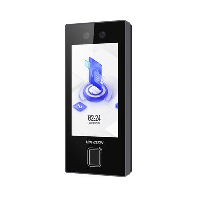 Terminal Facial MinMoe DS-K1T344MBFWX-E1 / Lector de Huellas y Tarjetas MIFARE / 3000 Rostros / 3000 Huellas / Pantalla 4.5" / Hik-Connect Teams / IP65 / PoE WiFi / HIK-IA / SIP