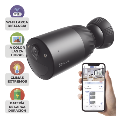 Cámara IP Wi-Fi / 4K UHD 8 MP / Batería Recargable 10,400 mAh / Visión Nocturna Color 15 m (49.2 ft) / IP65 / Audio Bidireccional / MicroSD 512 GB