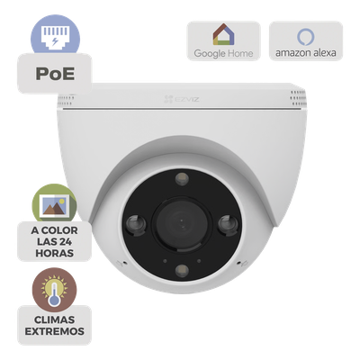 Cámara IP Bullet PoE / 3 Megapixel 2K / Visión Nocturna Color 30 m (98.4 ft) / Detección IA Humano/Vehículo / Audio Bidireccional / Defensa Activa / IP67