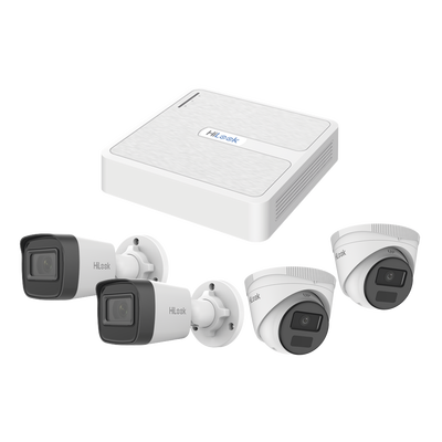 Kit IP 2 Megapixel / NVR de 8 Canales con 8 Puertos PoE / 2 Cámaras IP Bala para Exterior / 2 Cámaras IP Domo para Exterior