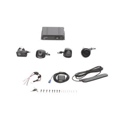 Kit DVR Móvil 1080P / Incluye 4 Cámaras TURBOHD 1080P / Modulo 4G y GPS / Soporta Memoria SD / Visualización por Hik-Connect Teams