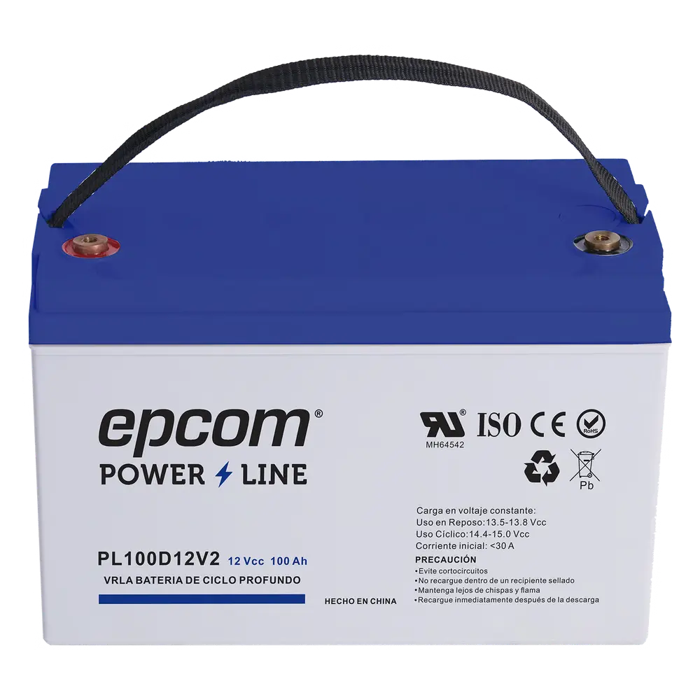 PL100D12V2 Batería 12 Vcc / 100 Ah / UL / Tecnología AGM-VRLA / CICLO PROFUNDO / Para uso en aplicaciones fotovoltaicas y de emergencia / Terminales T4