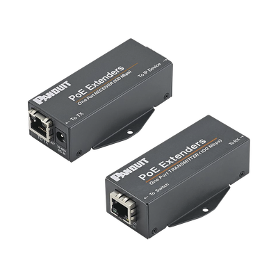 Kit de Extensor PoE/PoE+, Hasta 610 Metros (2000 ft) con Cable Cat5e o Cat6, 10/100Mbps, Incluye Transmisor, Receptor y Fuente de Alimentación 