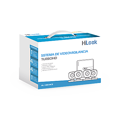 KIT TurboHD 1080p / DVR 8 canales con H.265+ / 4 Cámaras Bala Metálicas / Fuente de Poder / Accesorios de Instalación