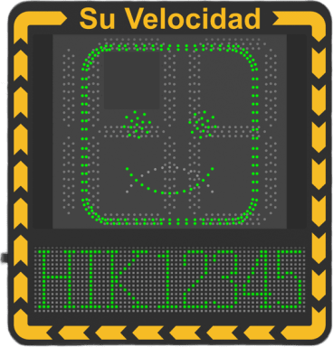 Display LED para Control de Velocidad Exterior / Distancia Visible de 100 m / LED de Alta Luminosidad y Bajo Consumo / Visualización de Velocidad con Código de Colores / IP66 / Conectividad Wi-Fi y Ethernet / Compatible con TCP/IP, HTTP, DHC