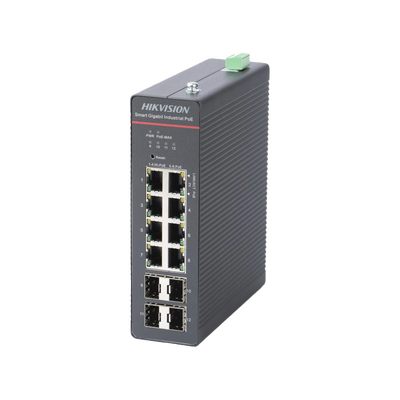 Switch Gigabit PoE+ / Industrial / Administrable / 4 Puertos Gigabit PoE+ (90 W) + 4 Puertos Gigabit PoE+(30 W) / 4 Puertos Gigabit SFP / 300 W Total / 48 a 57 VCD / Ideal para Proyectos / 300 Metros de Distancia