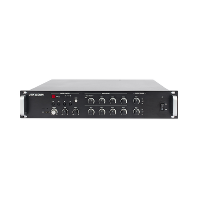 Amplificador de audio | 2 zonas de 250W  | 100V/70V | Calendarización de eventos | Biblioteca de Materiales de Audio | Entrada de Alarma 