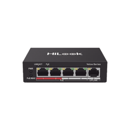 Switch PoE+ / 4 Puertos 10/100 Mbps PoE+ (af / at) / 1 Puerto 10/100 Mbps Uplink / Modo Extendido hasta 250 Metros / 35 Watts