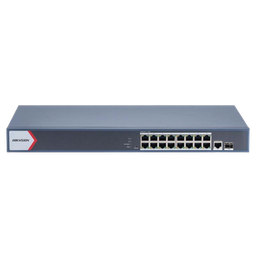 Switch Gigabit PoE+ / Administrable / 16 Puertos 1000 Mbps PoE+ / 1 Puerto 1000 Mbps de Uplink / 1 Puerto SFP /  Configuración Nube desde Hik-Partner Pro / Modo Extendido hasta 300 Metros / 230 Watts