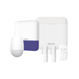 (AX PRO) KIT de Alarma AX PRO con GSM (3G/4G) / Incluye: 1 Hub con bateria de respaldo / 1 Sensores PIR / 2 Contactos Magnéticos / 1 Control Remoto / 1 Sirena Inalambrica Exterior / WiFi / Compatible con Hik-Connect P2P