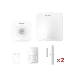 (AX HOME) KIT de Alarma AX HOME / Incluye: 1 Hub con batería de respaldo / 1 Llavero / 1 PIR / 2 Contactos Magnéticos / 1 Sirena / Wi-Fi / Compatible con Hik-Connect P2P y Hik-Partner PRO