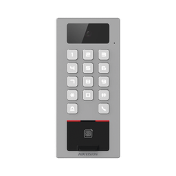 Terminal de Control de Acceso / Videoportero Multiapartamento Llamada a App / Teclado / Exterior Antivandálico IP65 & IK09 / Huella, Tarjeta, Código QR, PIN o App Hik-Connect  / Cámara 2 MP compatible con NVRs