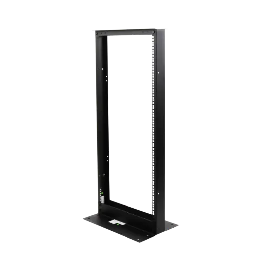 Rack de 2 Postes, Estándar 19", 24 Unidades, Fabricado en Acero, Base "L" para Anclar a Piso