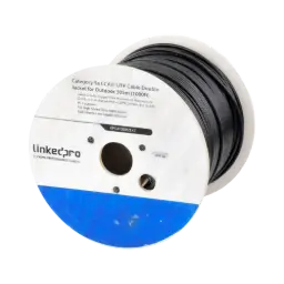 Bobina de Cable de 305 Metros (1000 Pies) Cat5e, Aleación de Cobre y Aluminio (CCA), Color Negro, Uso Intemperie, Doble Forro