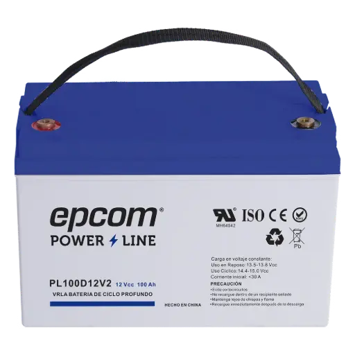 PL100D12V2 Batería 12 Vcc / 100 Ah / UL / Tecnología AGM-VRLA / CICLO PROFUNDO / Para uso en aplicaciones fotovoltaicas y de emergencia / Terminales T4