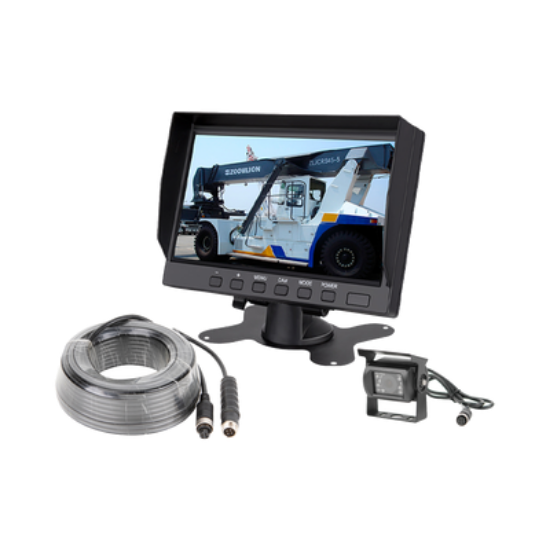 Sistema Profesional de Cámara de Reversa y Monitor Alámbrico para Vehículos de Trabajo y Montacargas