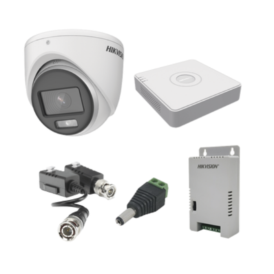  KIT COLORVU TURBOHD 1080pLite / DVR 4 Canales / 4 Cámaras Eyeball (exterior) / Transceptores / Conectores / Fuente de Poder Profesional