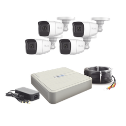 (MICRÓFONO Integrado) Kit TurboHD 1080p Lite / DVR 4 canales / Audio por Coaxitron / 4 Cámaras Bala de Policarbonato con Micrófono Integrado